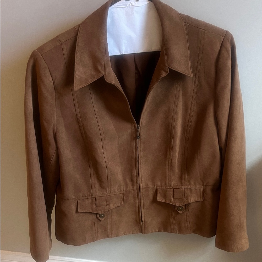 Women’s Brown Suede Zip-Front Jacket